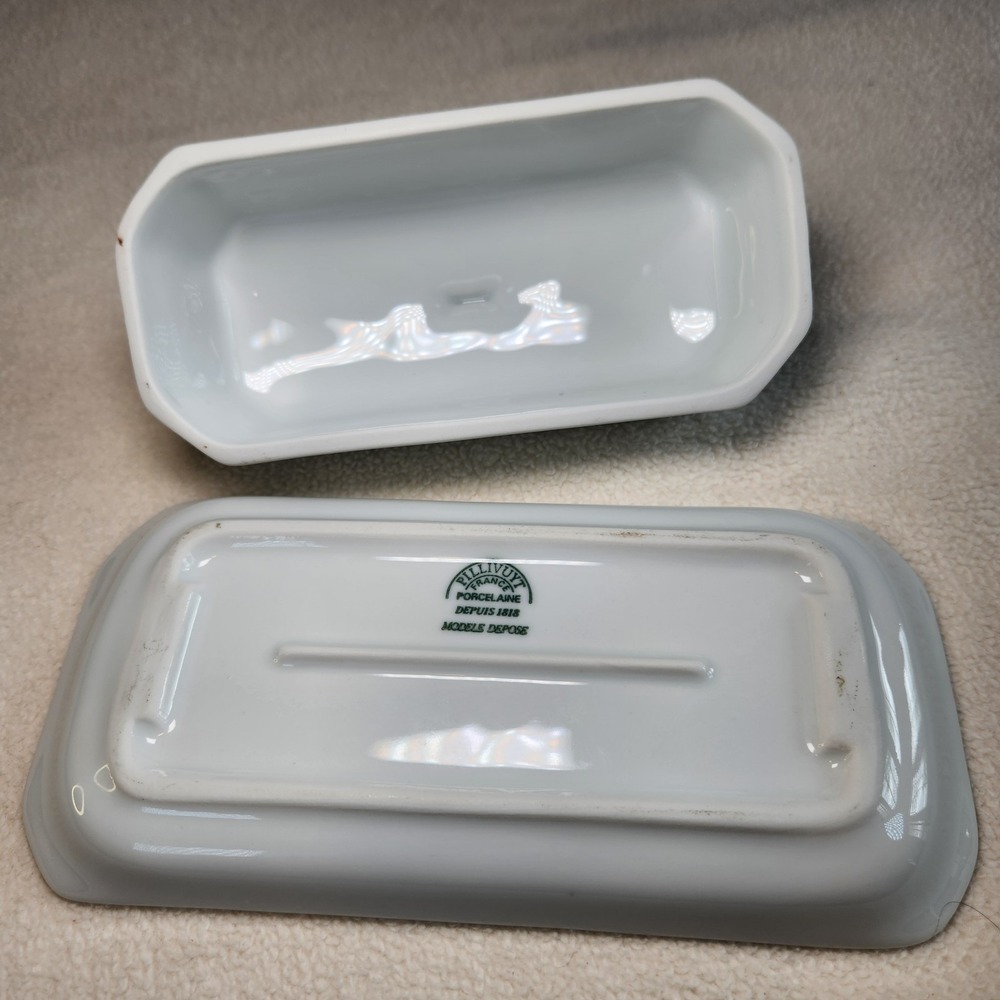 PILLIVUYT Covered Butter Dish 1/4 Lb Culinaire White Porcelain France Classic - Picture 3 of 5